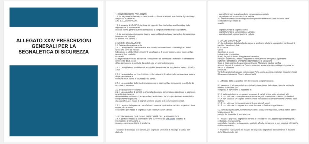 ALLEGATO XXIV Prescrizioni Generali Per La Segnaletica Di Sicurezza