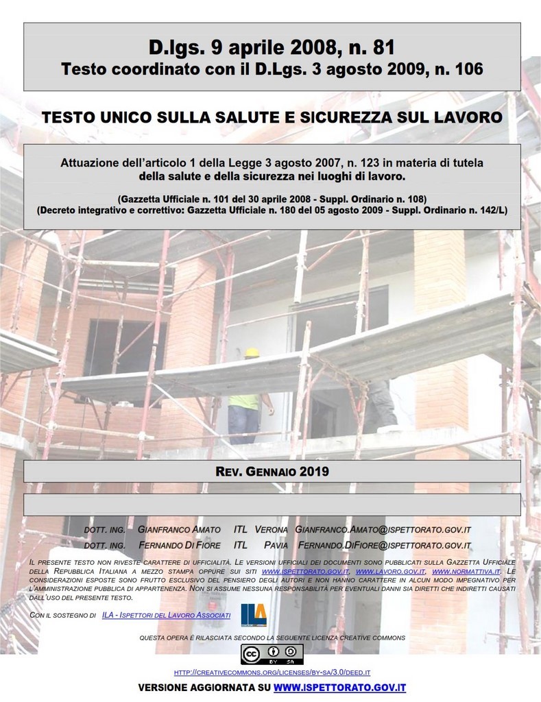 D.lgs 81/2008 Testo Unico Sicurezza Aggiornato