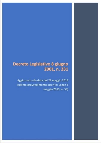 Decreto Legislativo 8 Giugno 2001 N 231 Aggiornamento 2019