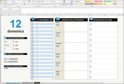 Agenda gratuita in excel download